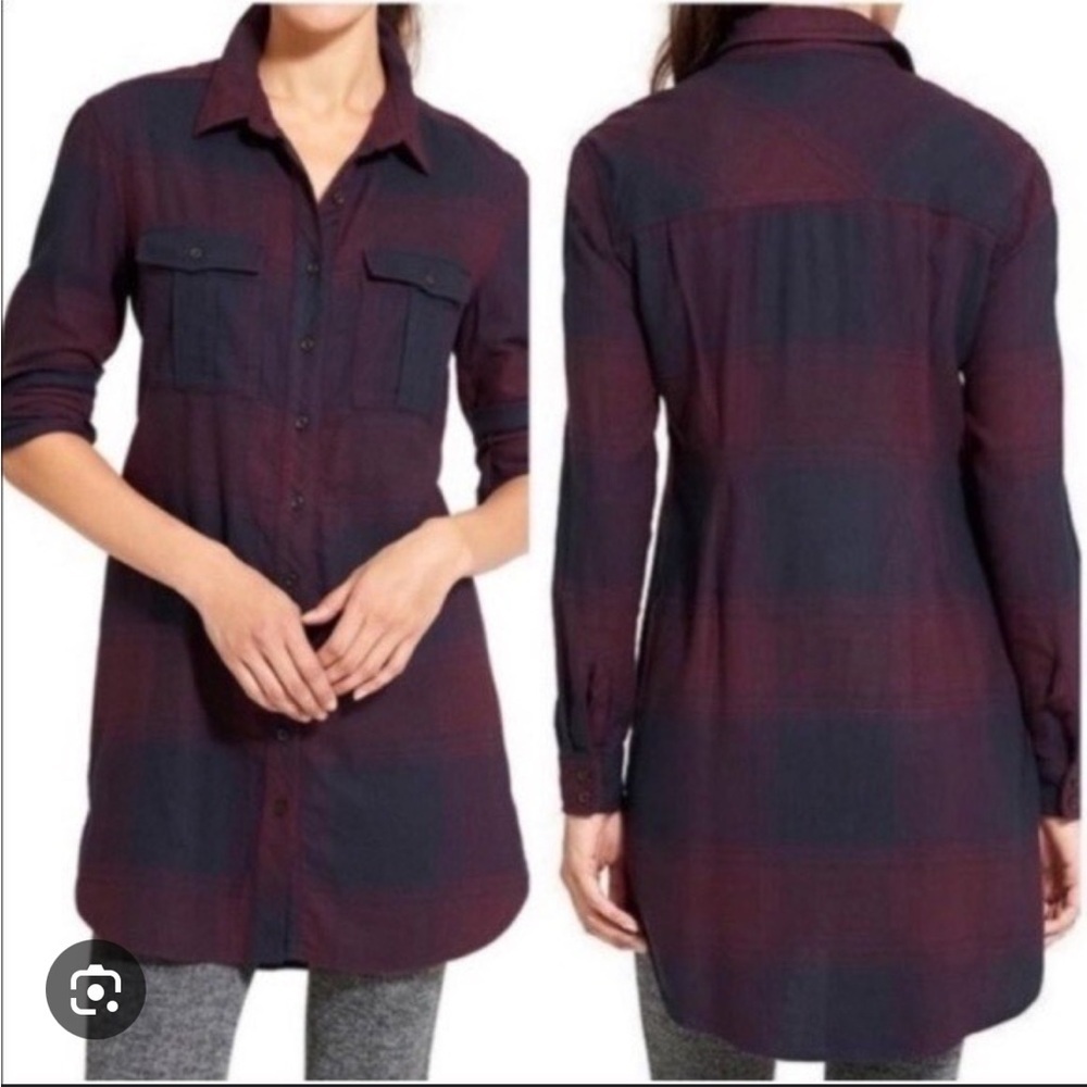 ATHLETA trail to town dress flannel fall autumn dress wild raisin | L